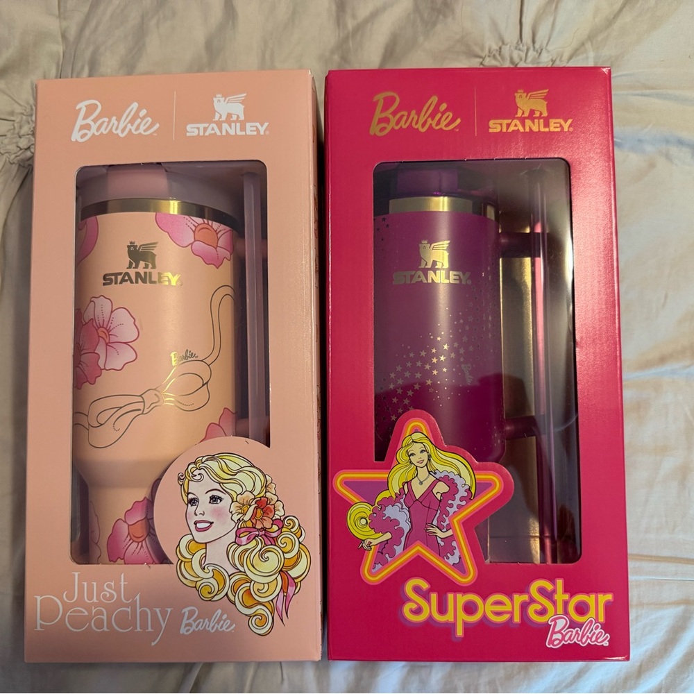 Barbie x Stanley Just Peachy and SuperStar 40 oz Tumbler Bundle